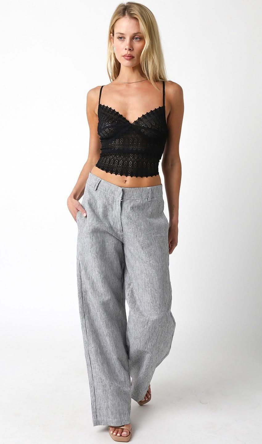 Sweet Nothing Black and White Striped Linen Pants