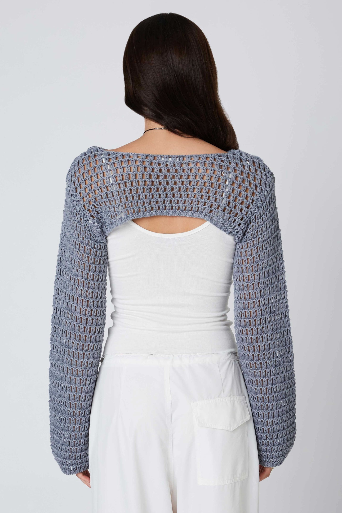 Savannah Dark Slate Crochet Shrug