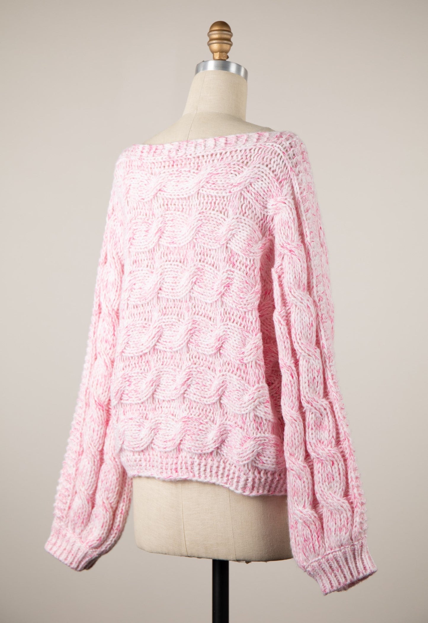 Willow Light Pink Oversized Cable Knit Sweater
