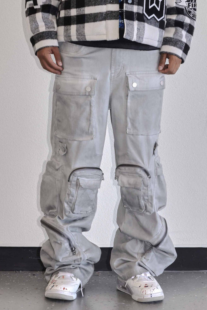 Men's Y2k Wide Fit Utility Cargo Baggy Denim Pants First Row