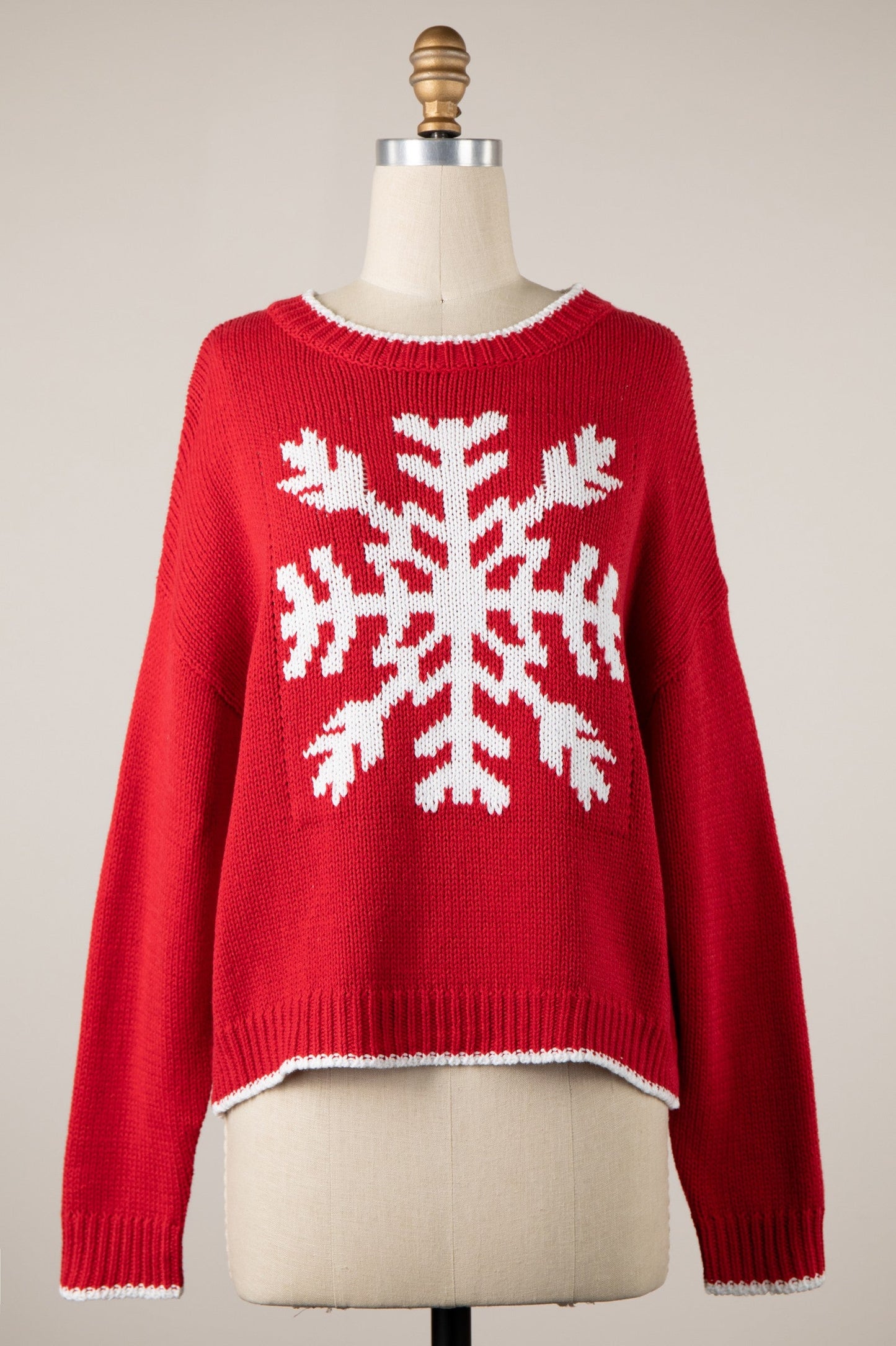 Snowflake Red Oversized Pullover Sweater