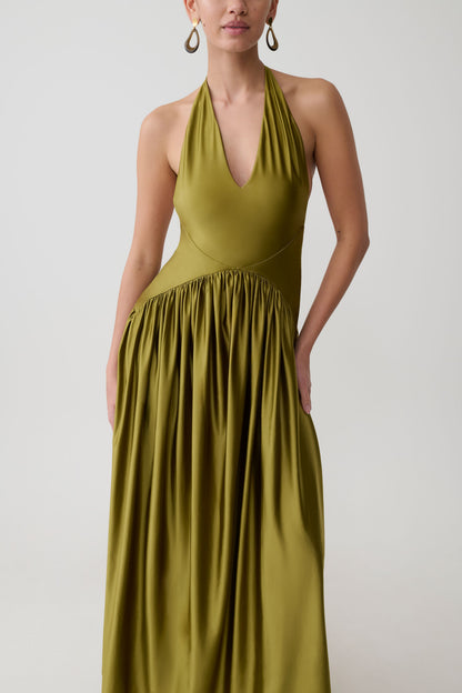 Cypress Halter Maxi Dress - Olive