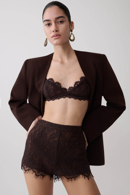 Gigi Lace Mini Shorts - Dark Chocolate