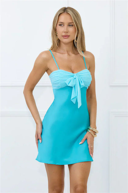 Soft Dream Satin Mini Dress Blue