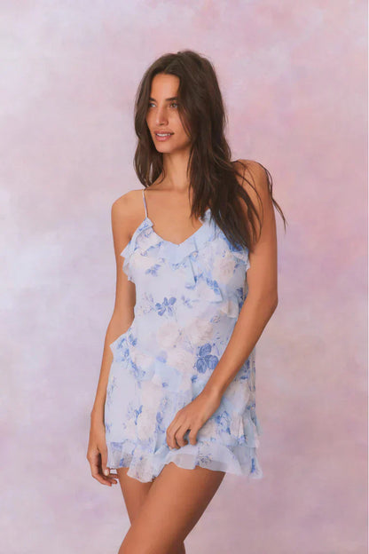 Lomina Heirloom Print Silk Mini Dress