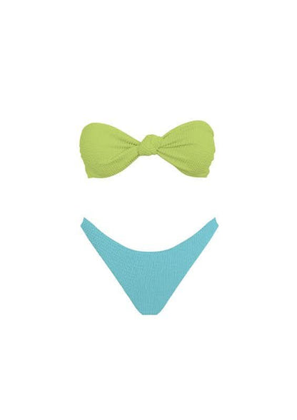 There She Goes Blue and Lime Front Knot Bikini