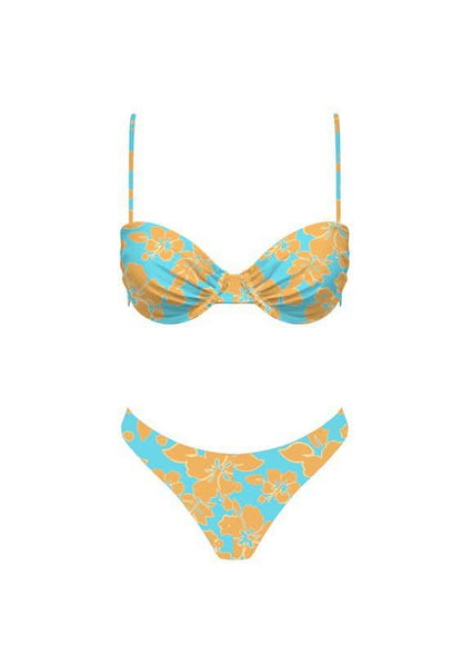 She's Got a Way Blue & Orange Floral Bikini