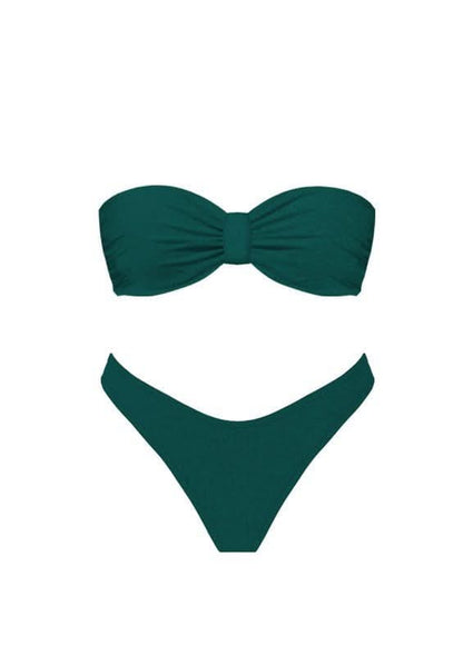 There She Goes Teal Shimmer Front Knot Bikini