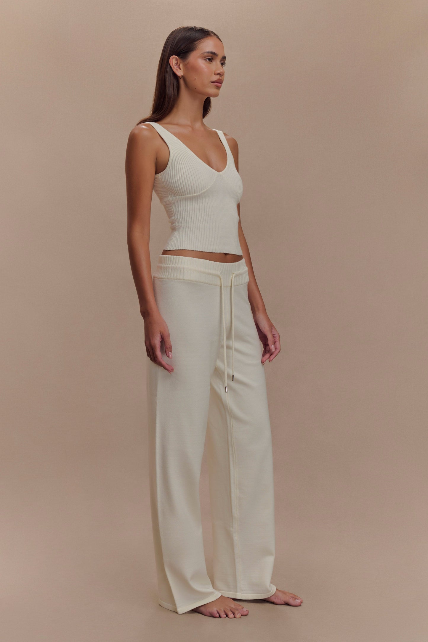 Natalya Ribbed Knit Cami Top - Ivory