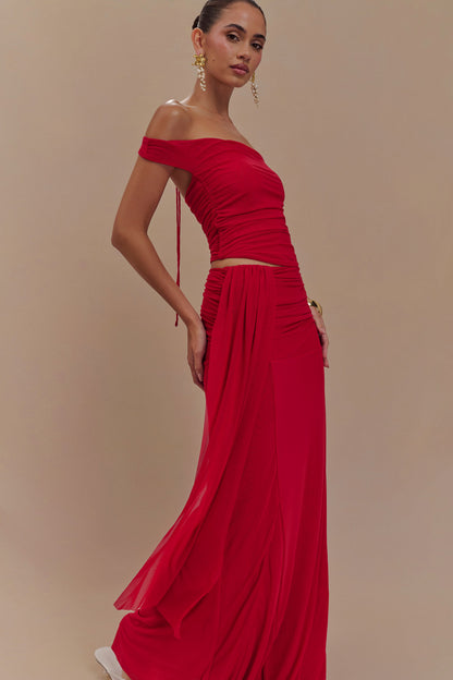 Arna Mesh Maxi Skirt - Ruby