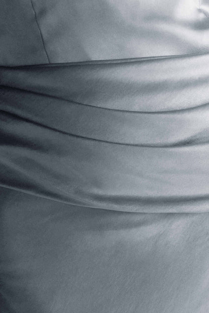 Jasmine Strapless Satin Maxi Dress - Frosted Blue