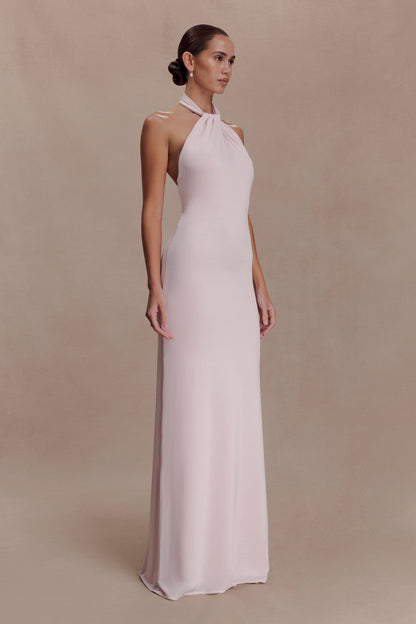 Elyna Slinky Halter Maxi Dress - Pale Pink