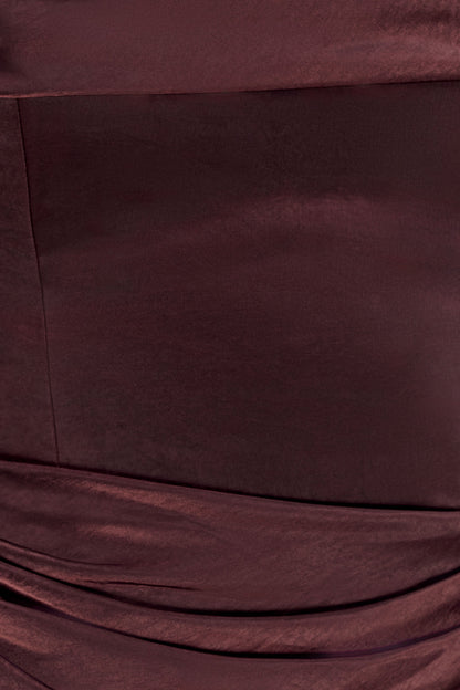 Jasmine Strapless Satin Maxi Dress - Dark Chocolate