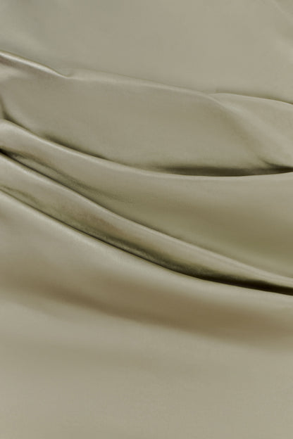 Dalia Off Shoulder Satin Maxi Dress - Sage