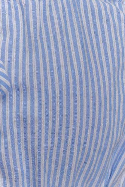 Gretel Sleeveless Crop Top - Blue Pinstripe