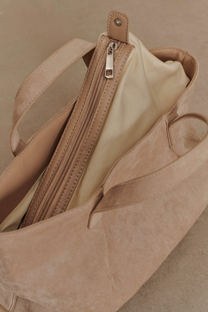 Baylor Faux Suede Bag - Natural
