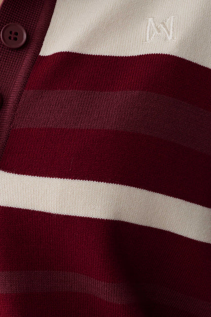 Philly Stripe Long Sleeve Knit Jumper - Burgundy/Cream