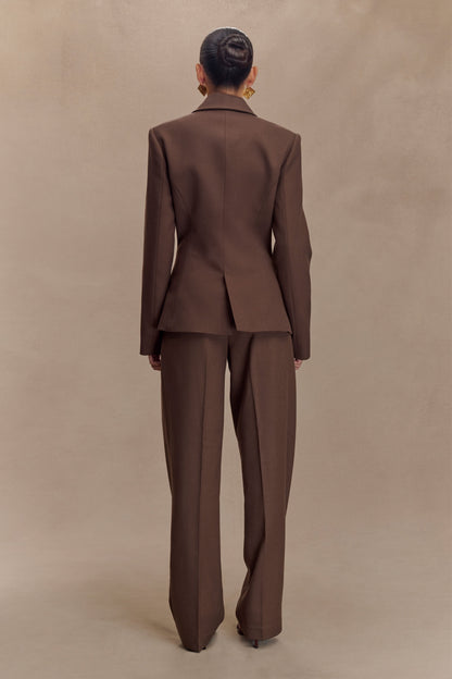 Penelope Pleated High Waisted Pants - Chocolate