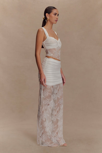 Guinevere Lace And Mesh Top - Ivory