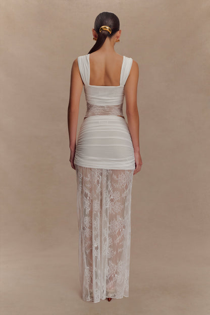 Guinevere Lace And Mesh Top - Ivory