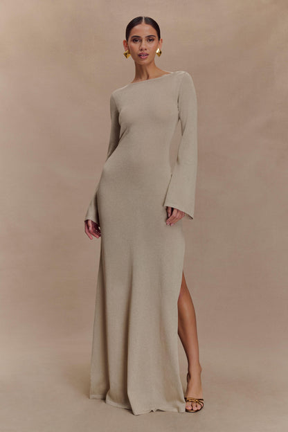 Atticus Knit Maxi Dress With Sequin - Gold