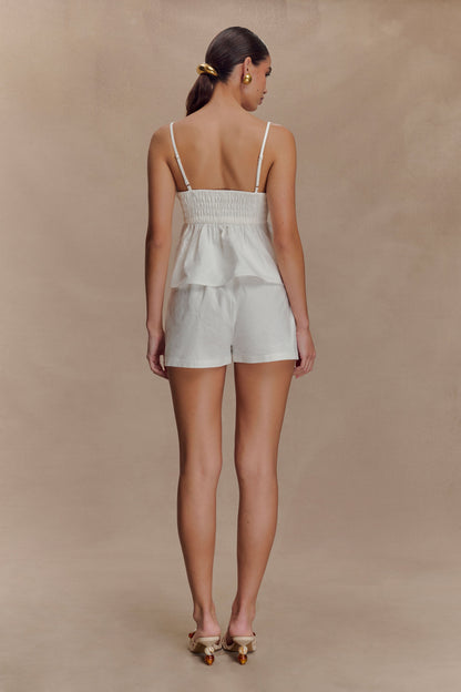 Janayia Cotton Beaded Top - White