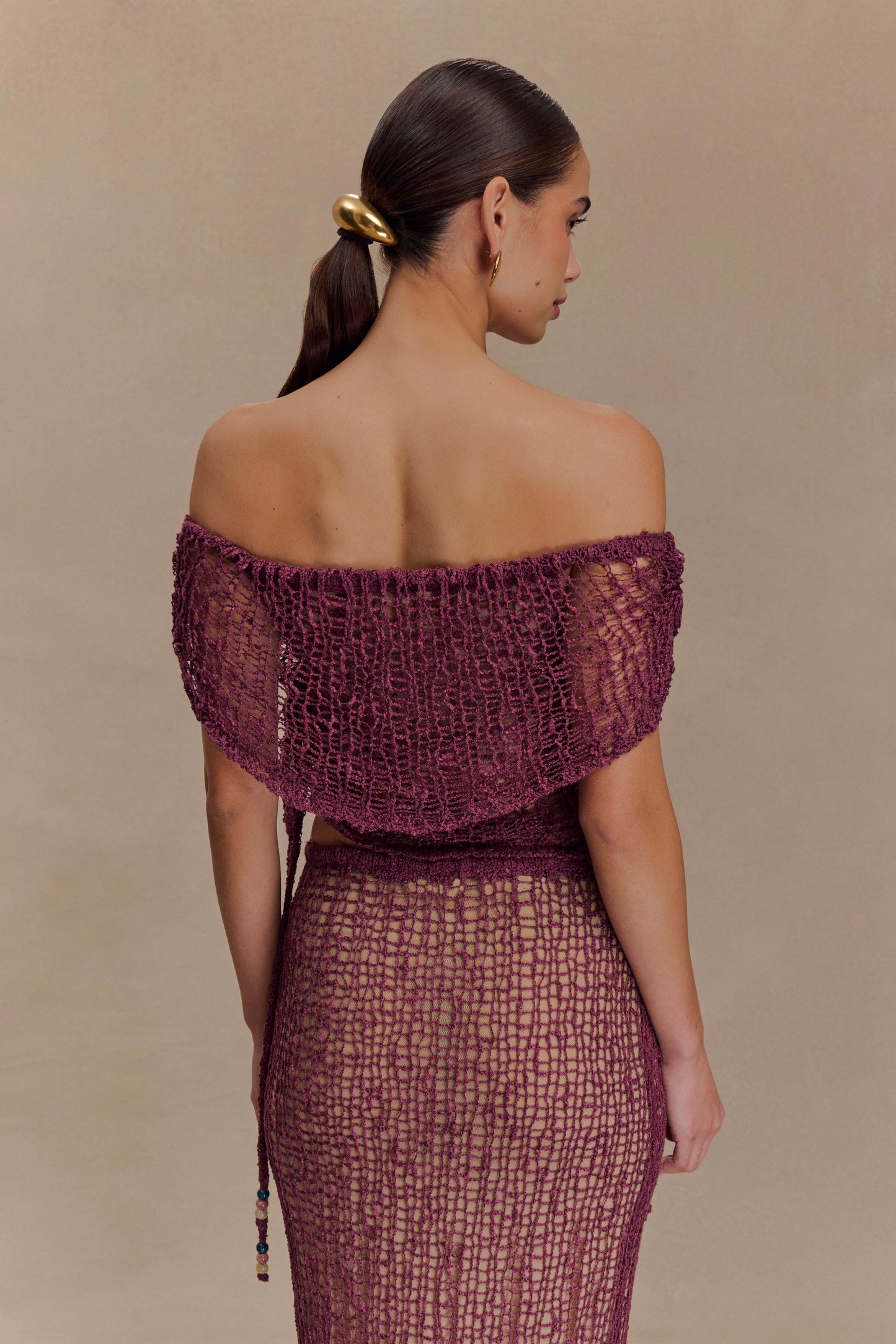 Cordelia Off Shoulder Knit Top - Mauve
