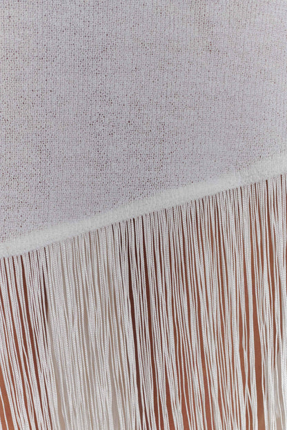 Kayden Fringe Off Shoulder Knit Mini Dress - Ivory