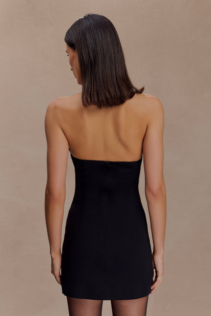 Christina Cross Over Mini Dress - Black