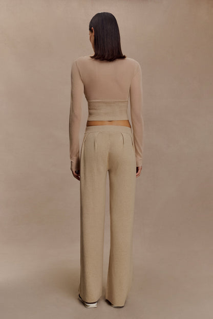Brionee Silk Blend Knit Top - Sand