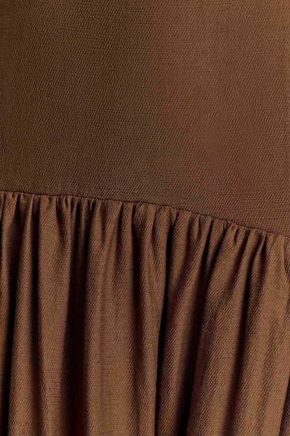 Darling Linen Maxi Dress - Chocolate