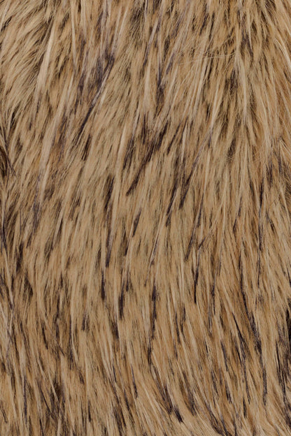 Ottie Mongolian Faux Fur Cropped Jacket - Brown Multi