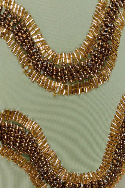 Robyn Beaded Triangle Bikini Top - Sage