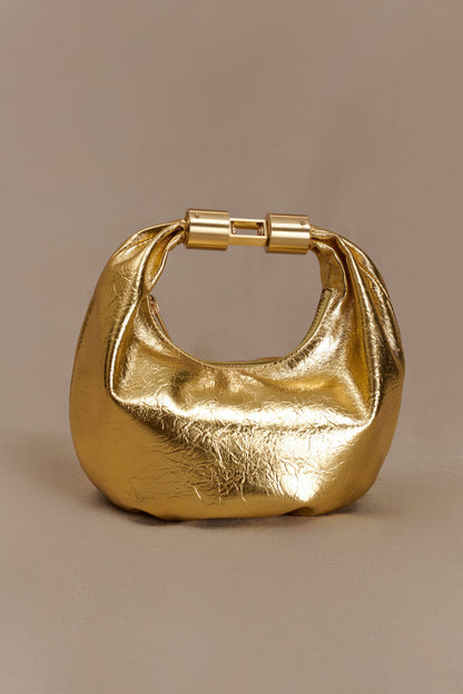 Bristol Mini Croissant Leather Bag - Gold