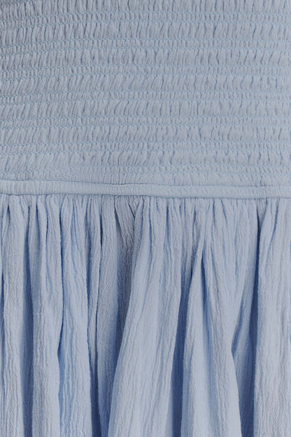 Maureen Cotton Shirring Maxi Dress - Powder Blue