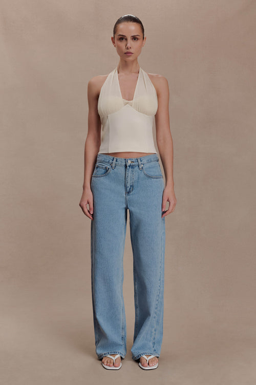 Cressida Crepe Halter Top - Ivory