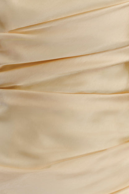 Sarah Strapless Maxi Dress With Waist Tie - Lemon