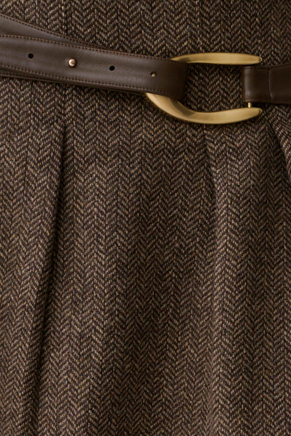 Romy Mini Skirt With Hardware - Herringbone
