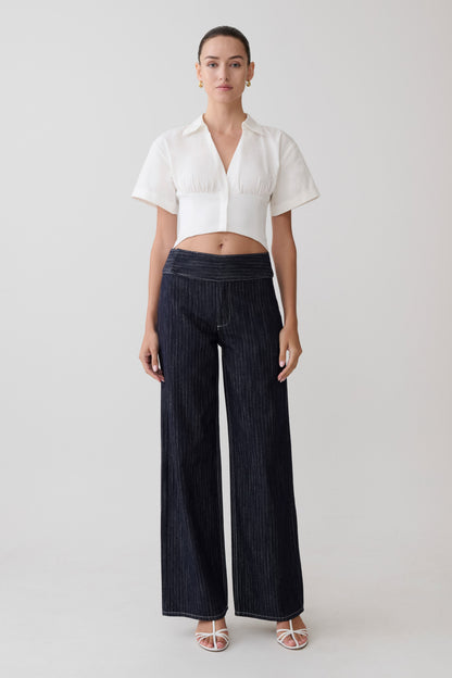 Noelia Tie Back Short Sleeve Shirt - White