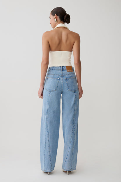 Calla Collared Sleeveless Halter Top - Ivory