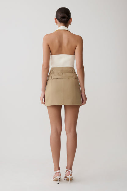 Calla Collared Sleeveless Halter Top - Ivory