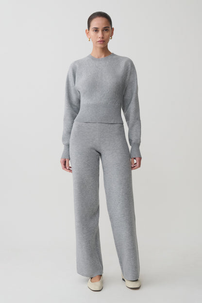 Kerrymae Straight Leg Knit Pants - Grey Marle