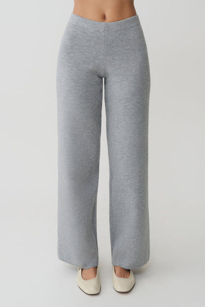 Kerrymae Straight Leg Knit Pants - Grey Marle