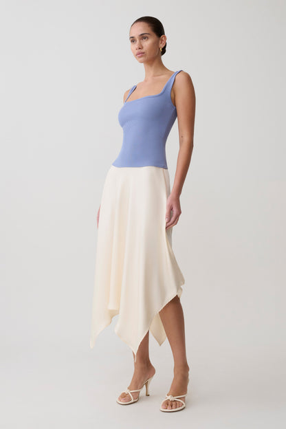 Aisling Ribbed Square Neck Sleeveless Top - Cornflower Blue