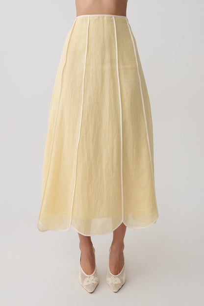 Georgia Panelled Midi Skirt - Butter