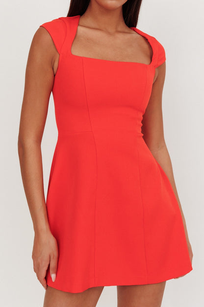 Opulent Cap Sleeve Mini Dress Red