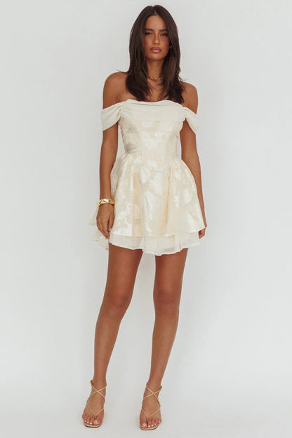 Lusting Off Shoulder Mini Dress Cream