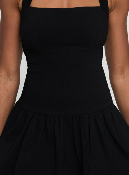 Gigli Bubble Hem Mini Dress Black Petite