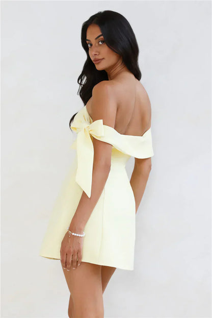 Seashell Dream Off Shoulder Mini Dress Yellow
