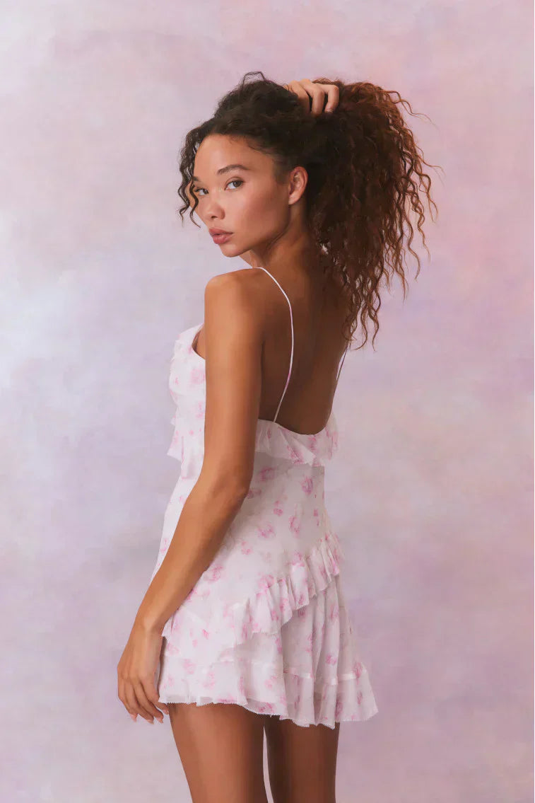 Lomina Heirloom Print Silk Mini Dress